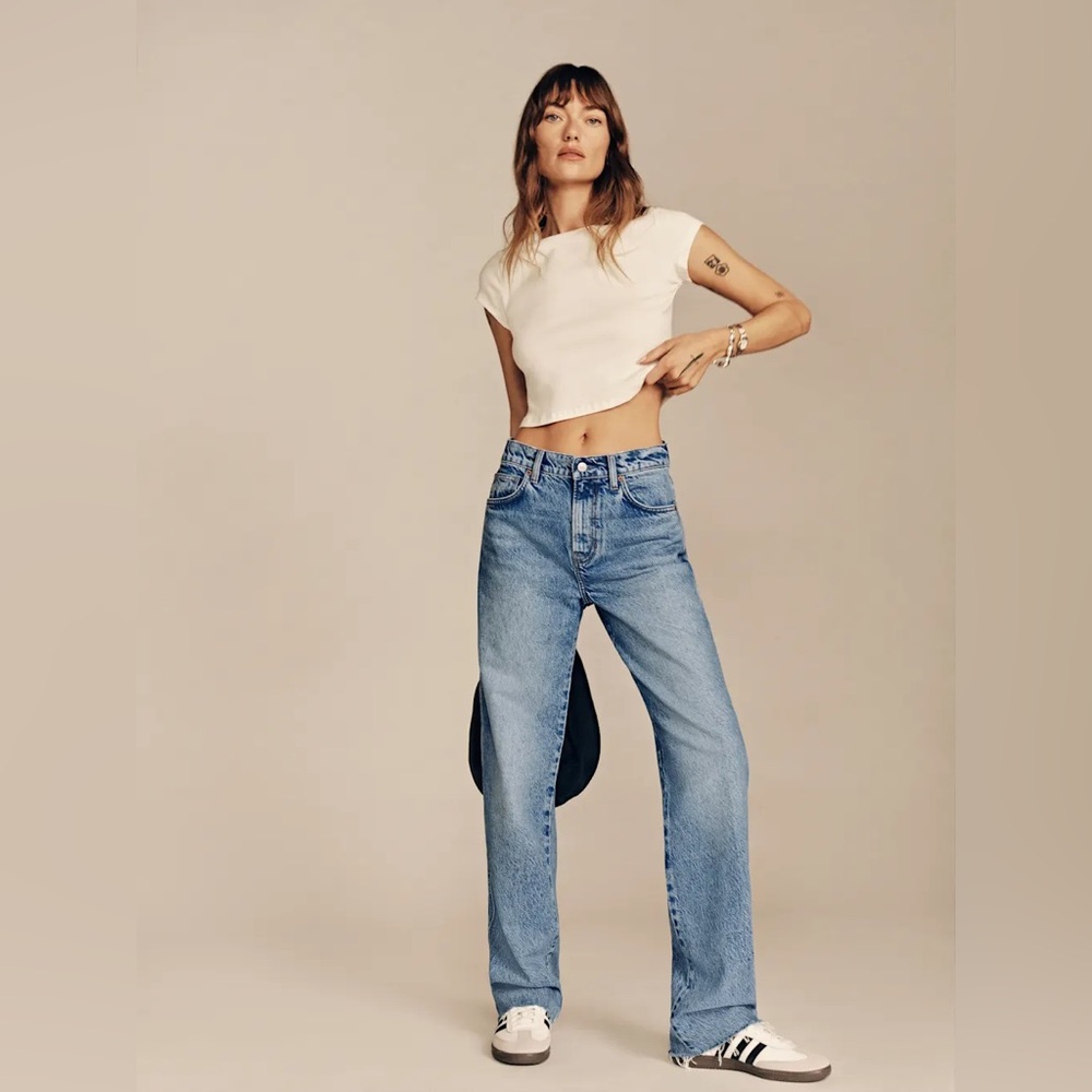 Reformation Val 90s Mid Rise Baggy Straight Cropped Jeans Size 25